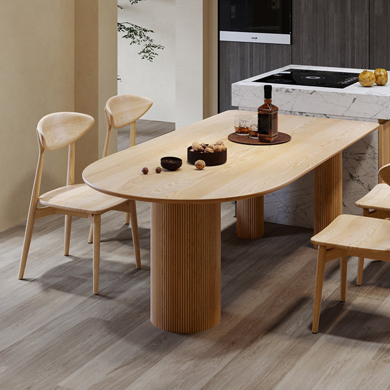 Free Form Wood Dining Table Pinewood Table Contemporary with 3 Legs