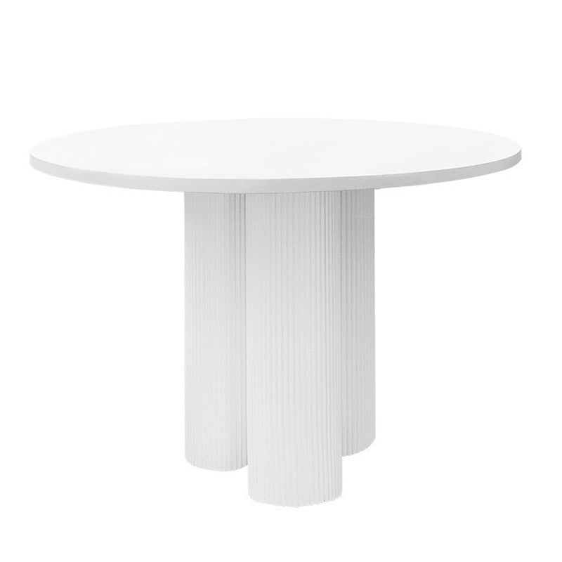 Modern Stone Dining Table Round Artificial Wood Table with Tripod Base
