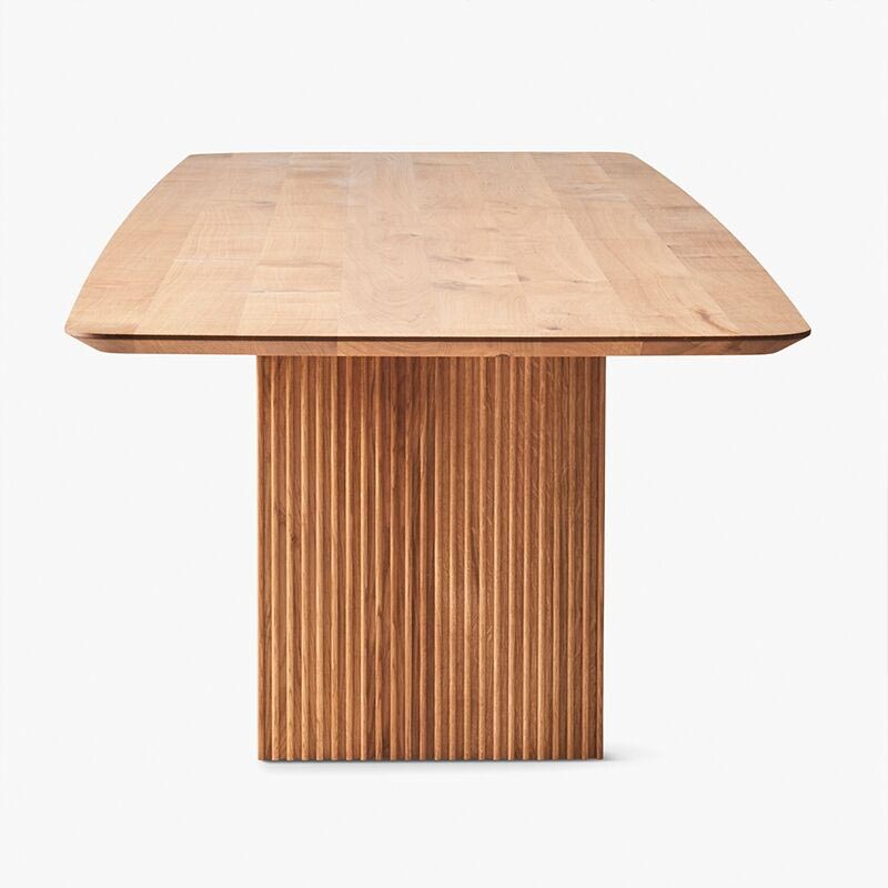 Rectangle Modern Dining Table Double Pedestal Table with Solid Wood