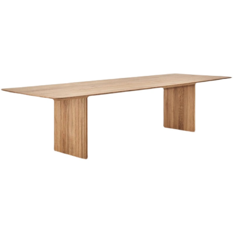 Rectangle Modern Dining Table Double Pedestal Table with Solid Wood