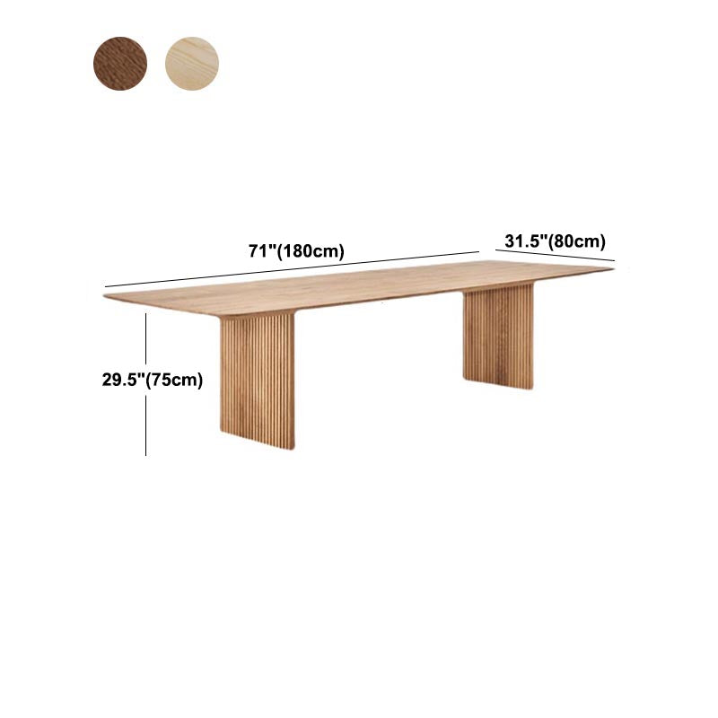 Rectangle Modern Dining Table Double Pedestal Table with Solid Wood