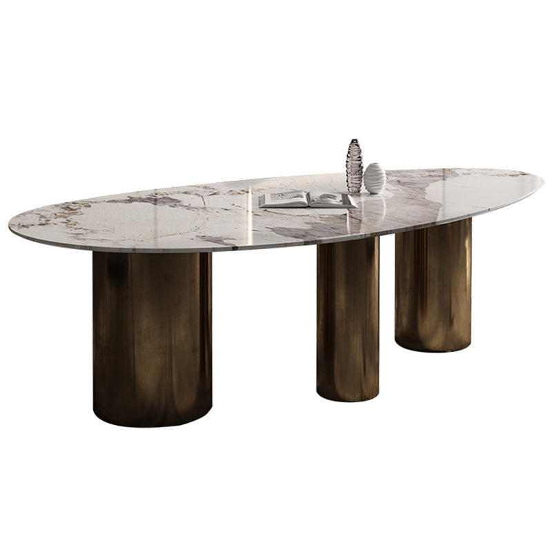 Traditional Luxury Oval Dining Site Table Gold Tripod Base Dining Table
