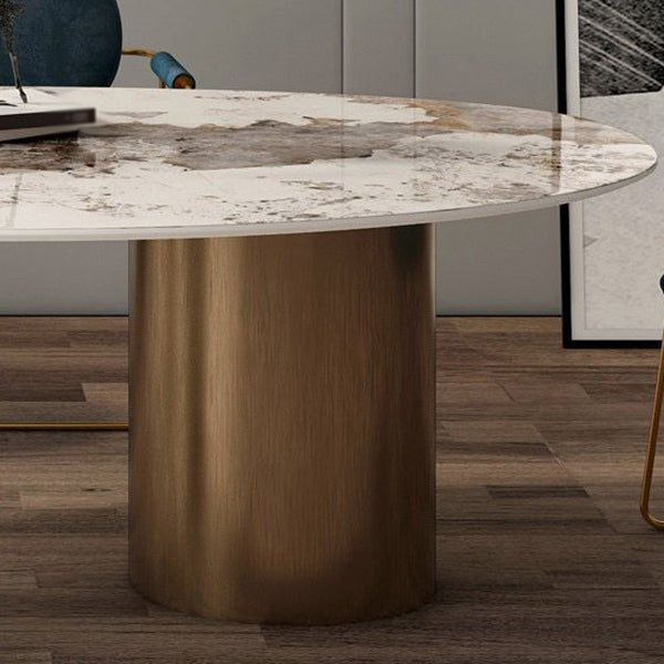 Traditional Luxury Oval Dining Site Table Gold Tripod Base Dining Table