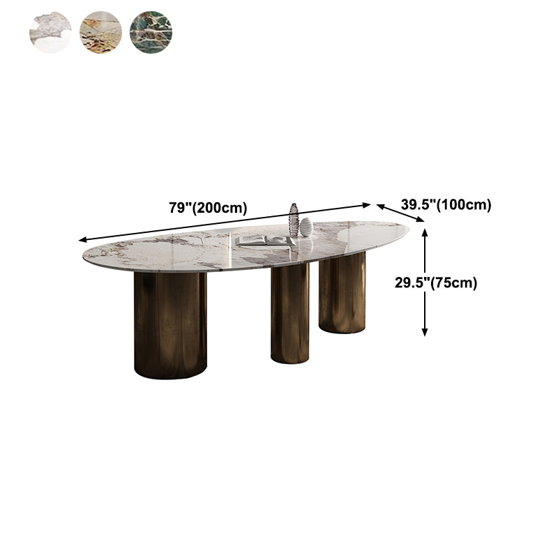 Traditional Luxury Oval Dining Site Table Gold Tripod Base Dining Table