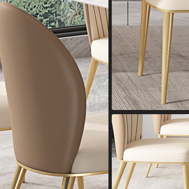 White Stone Dining Table Household Small Apartment Dining Furniture with Pedestal Base