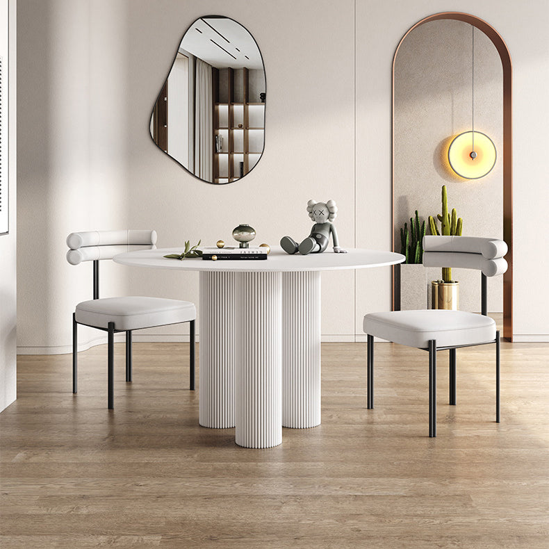 Round Dining Table Stone Top Dining Table with MDF Base for Dining Room