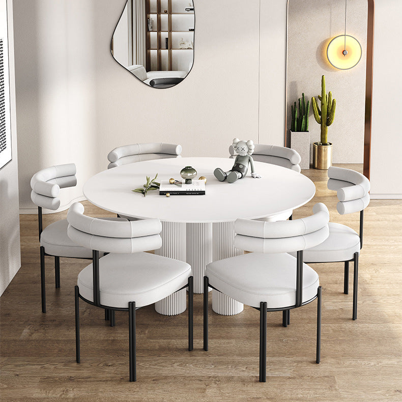 Round Dining Table Stone Top Dining Table with MDF Base for Dining Room
