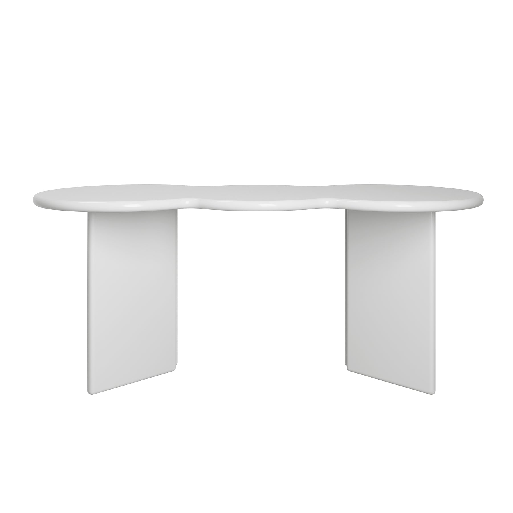 Free Form Solid Wood Dining Table Double Pedestal Furniture in Matte Finish