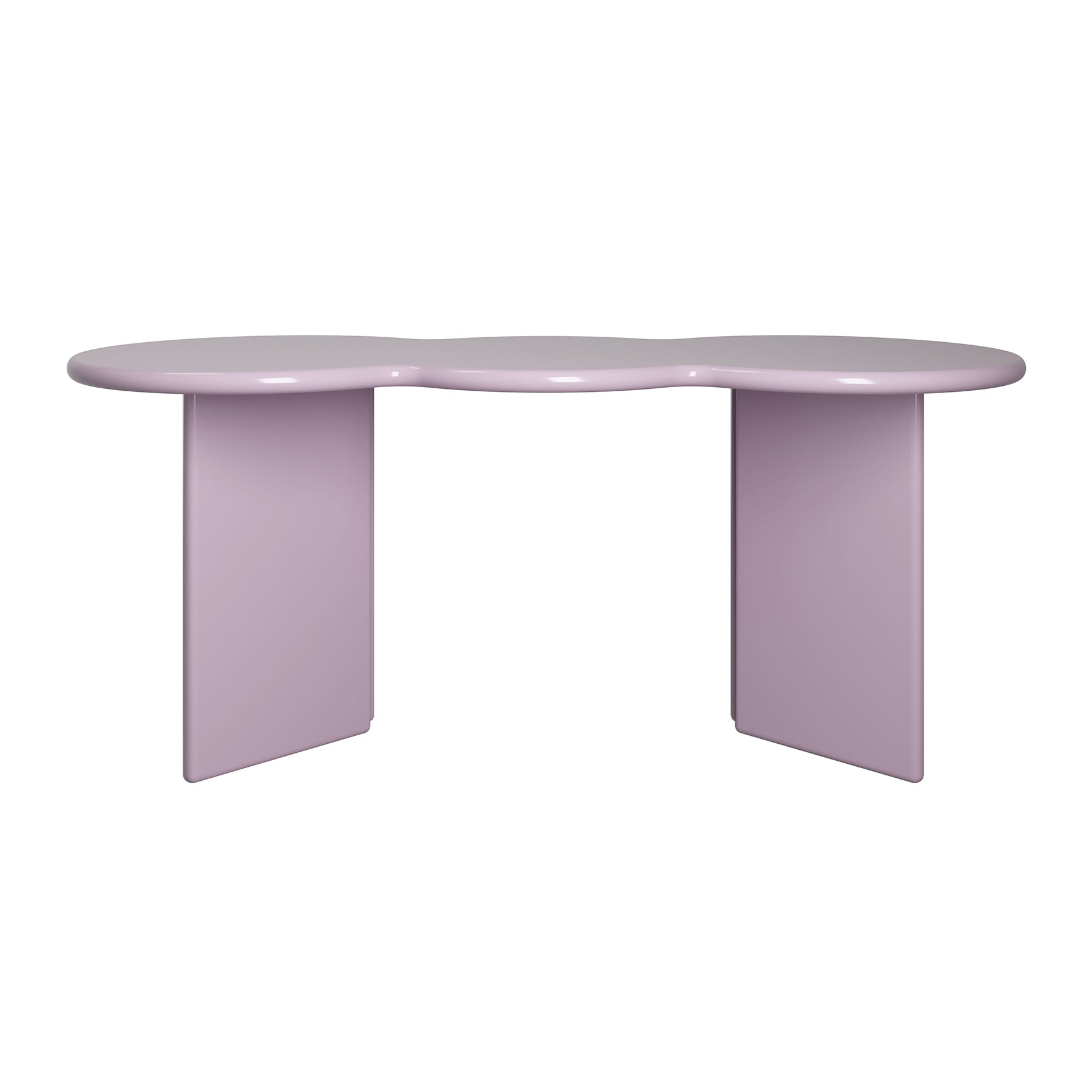 Free Form Solid Wood Dining Table Double Pedestal Furniture in Matte Finish