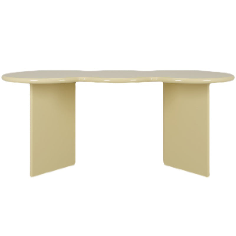 Free Form Solid Wood Dining Table Double Pedestal Furniture in Matte Finish