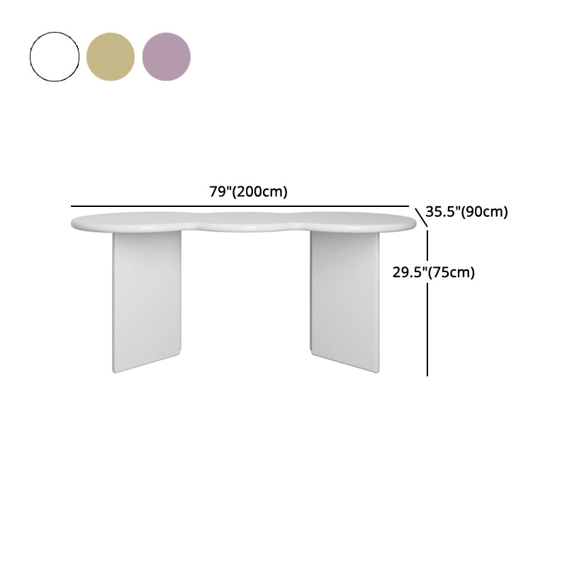 Free Form Solid Wood Dining Table Double Pedestal Furniture in Matte Finish