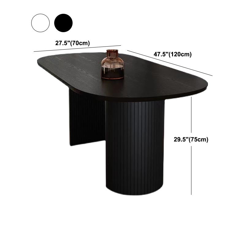 Oval Double Pedestal Modern Dining Table Fixed Table with Solid Wood