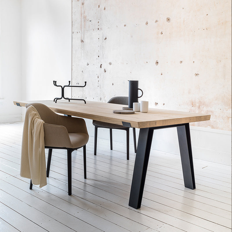 Industrial Pine Wood Table for Restaurant Rectangle Dining Table with Metal 4 Legs