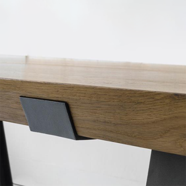 Industrial Pine Wood Table for Restaurant Rectangle Dining Table with Metal 4 Legs