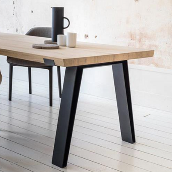 Industrial Pine Wood Table for Restaurant Rectangle Dining Table with Metal 4 Legs