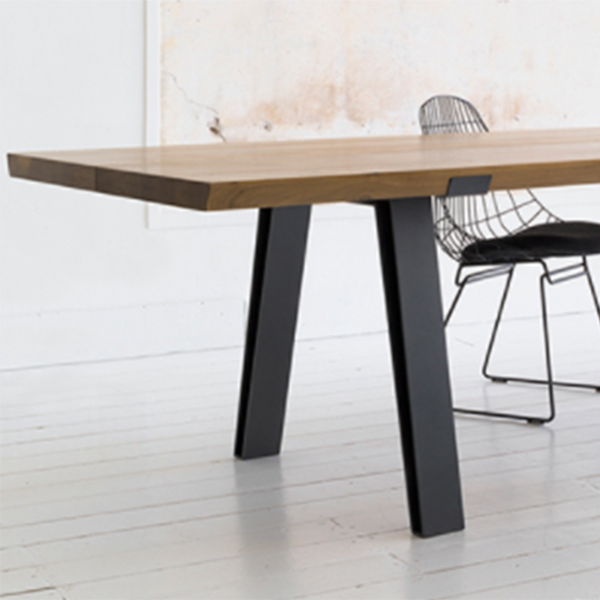 Industrial Pine Wood Table for Restaurant Rectangle Dining Table with Metal 4 Legs