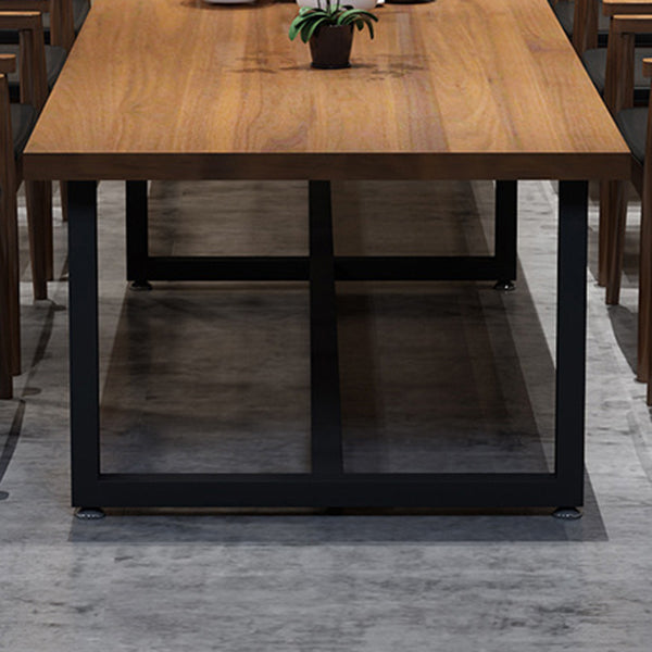 Metal Industrial Rectangle Table Pine Wood Top Indoor Table with Trestle