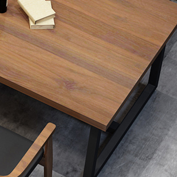 Metal Industrial Rectangle Table Pine Wood Top Indoor Table with Trestle