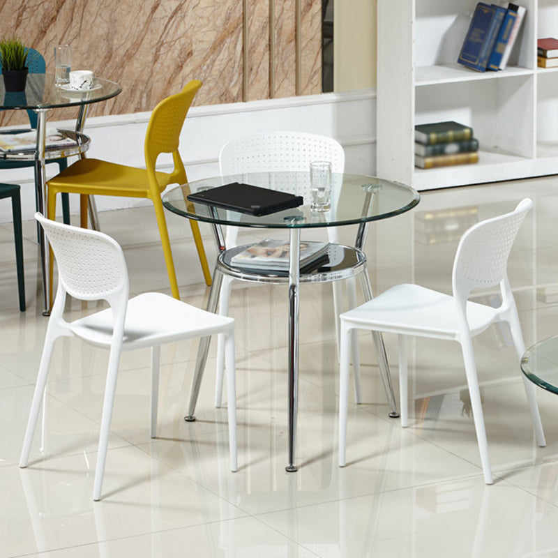 Metal Modern Round Indoor Table Glass Top Table for Kitchen and Dining Room