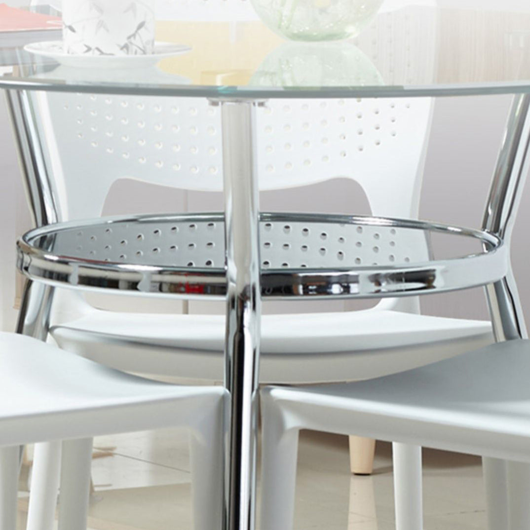 Metal Modern Round Indoor Table Glass Top Table for Kitchen and Dining Room