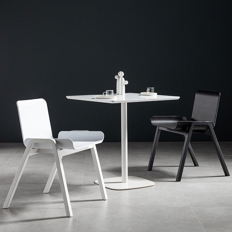 21-inch Metal Industrial Dining Table Square Pine Solid Wood Top Table with Pedestal