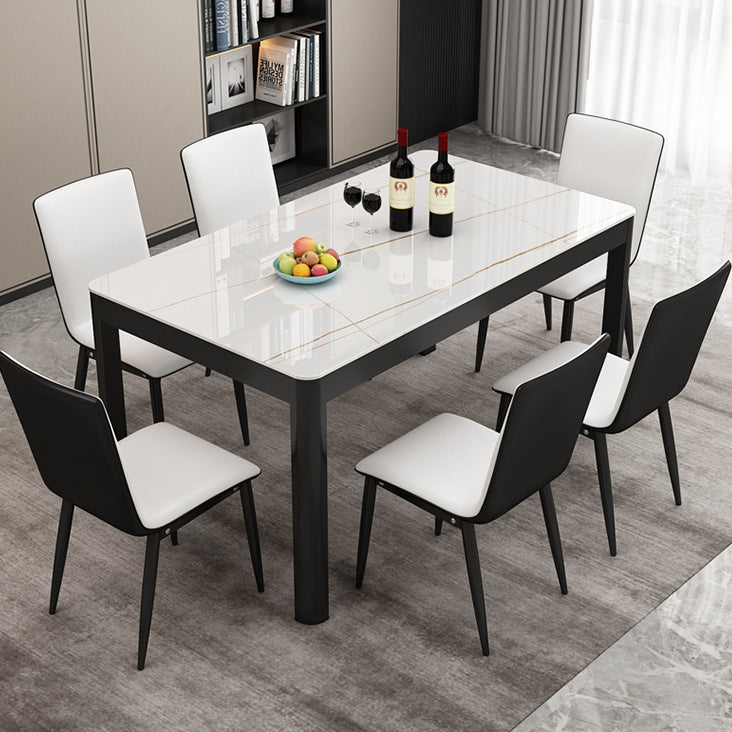 Metal Modern Rectangle Indoor Table Glass Top Table for Dining Room