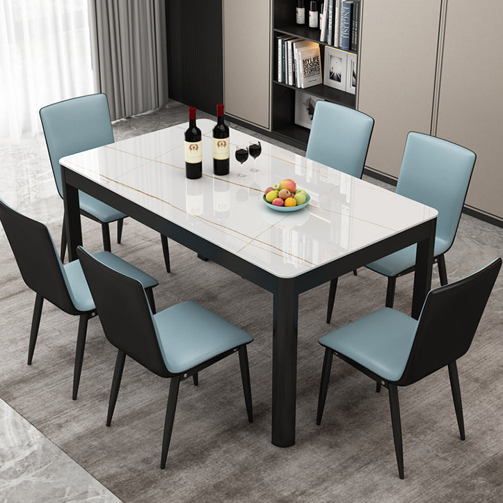 Metal Modern Rectangle Indoor Table Glass Top Table for Dining Room