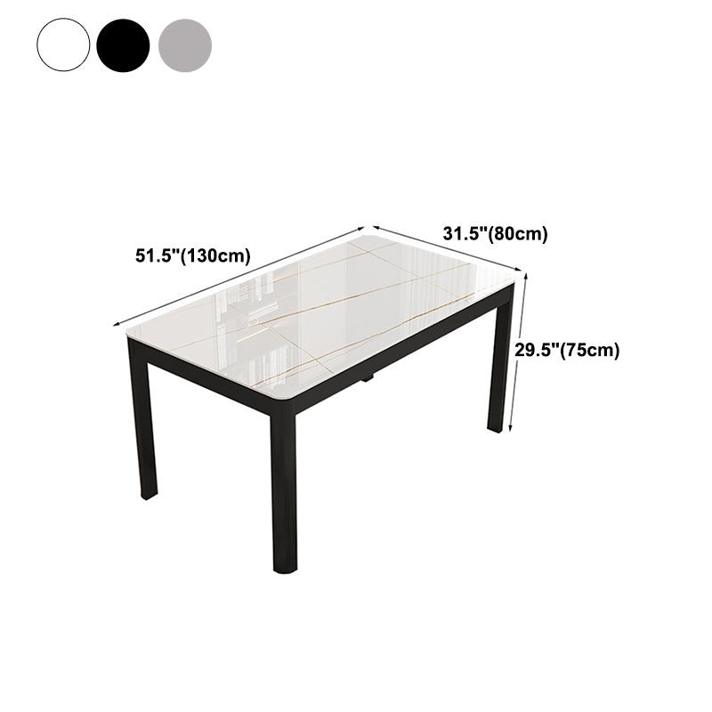 Metal Modern Rectangle Indoor Table Glass Top Table for Dining Room