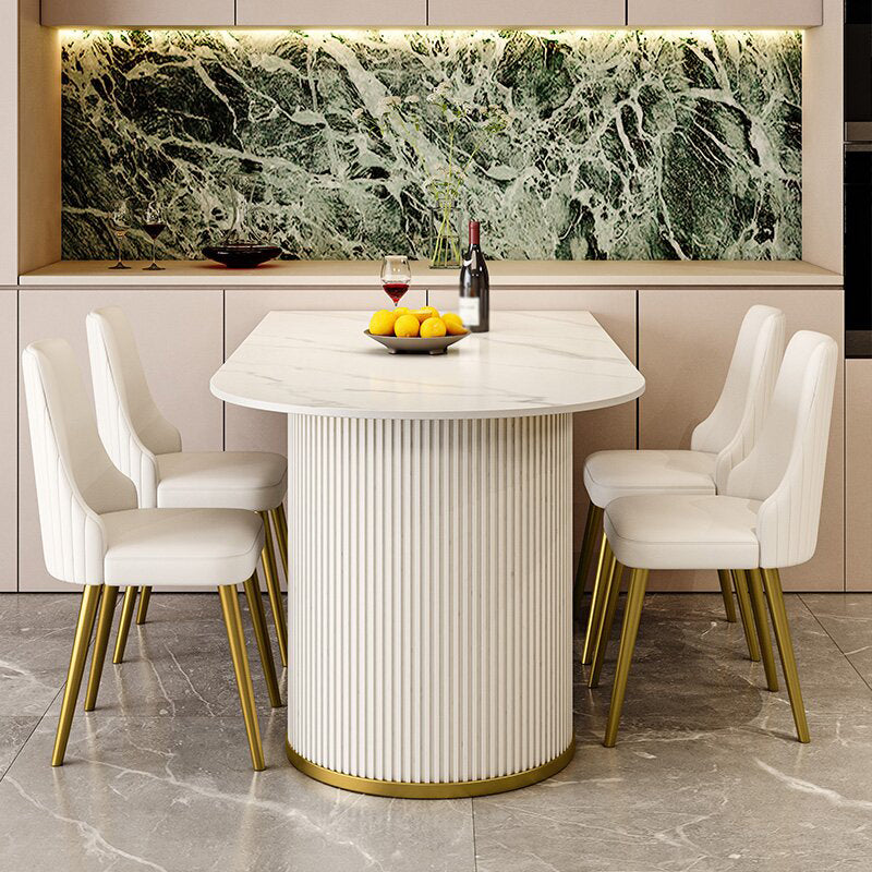 Sintered Stone Top Kitchen Table for Restaurant Luxury White Table with Double Pedestal