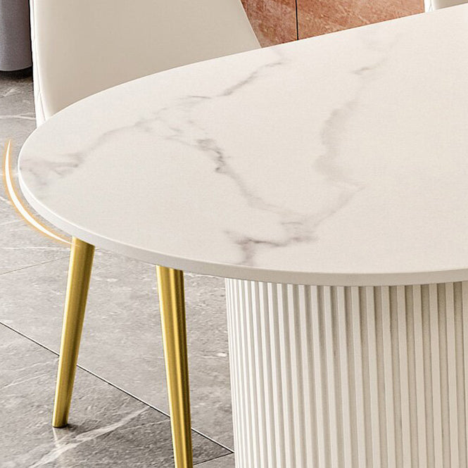 Sintered Stone Top Kitchen Table for Restaurant Luxury White Table with Double Pedestal