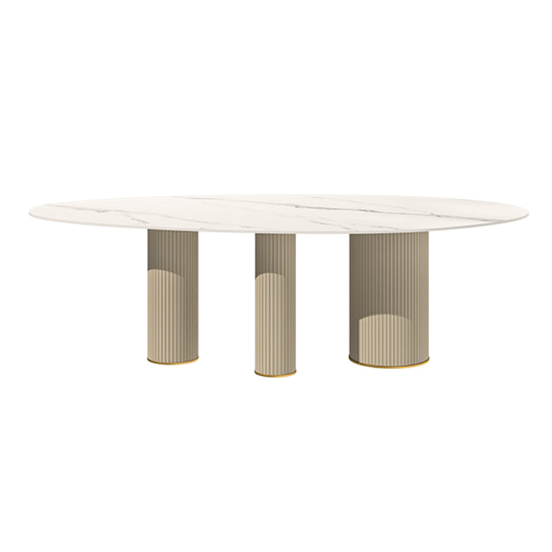 Metal Traditional Luxury Oval Indoor Table Sintered Stone Table with 3 Legs