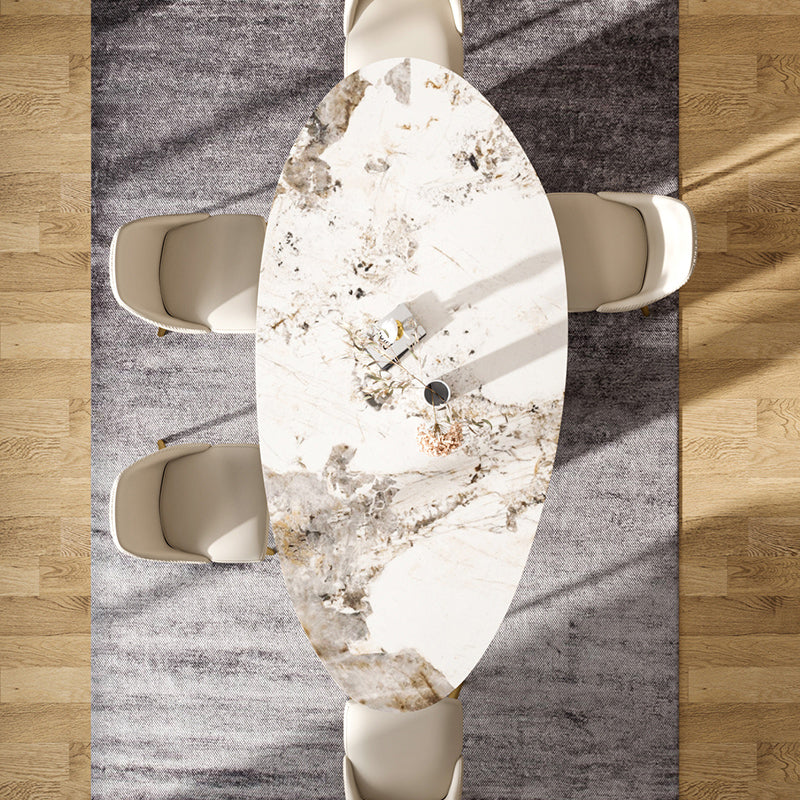 Metal Traditional Luxury Oval Indoor Table Sintered Stone Table with 3 Legs