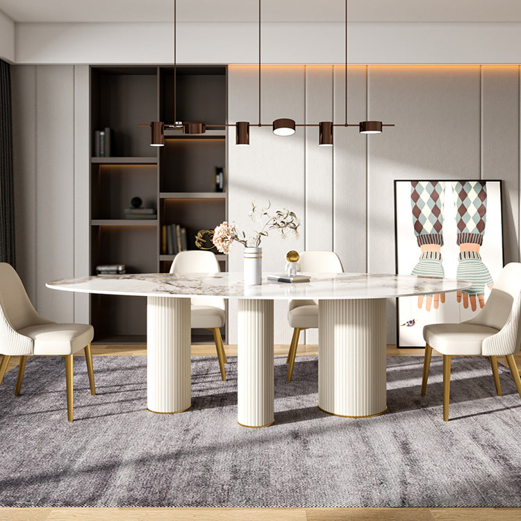 Metal Traditional Luxury Oval Indoor Table Sintered Stone Table with 3 Legs