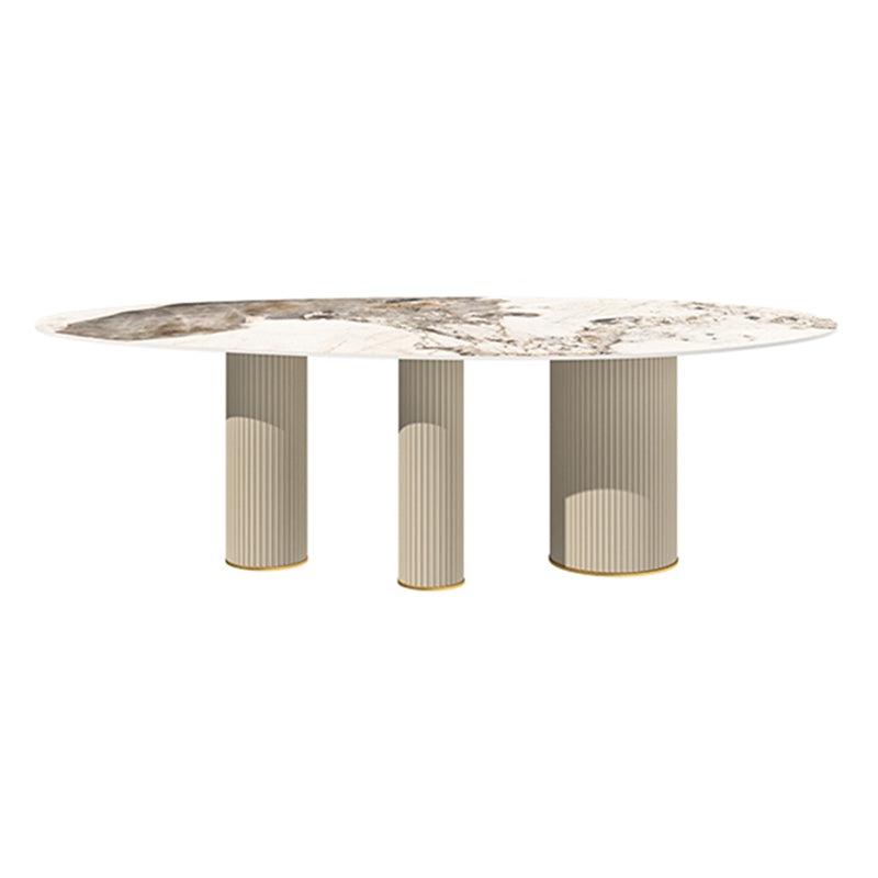 Metal Traditional Luxury Oval Indoor Table Sintered Stone Table with 3 Legs