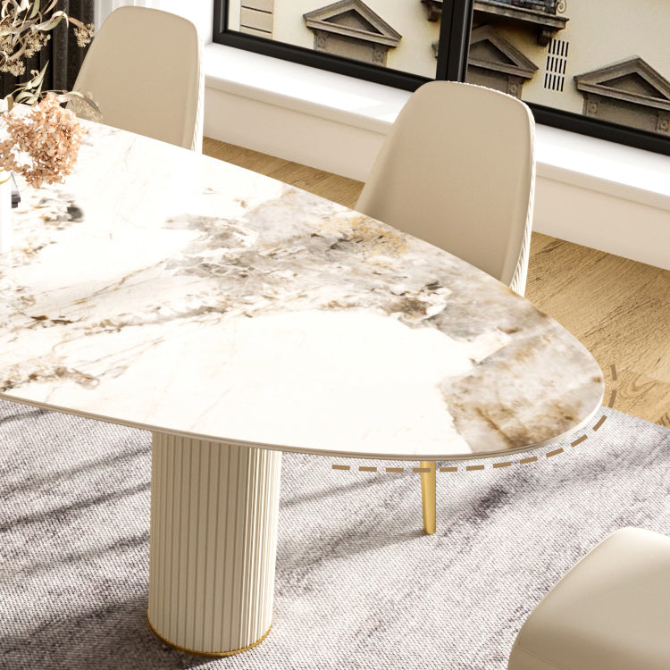 Metal Traditional Luxury Oval Indoor Table Sintered Stone Table with 3 Legs