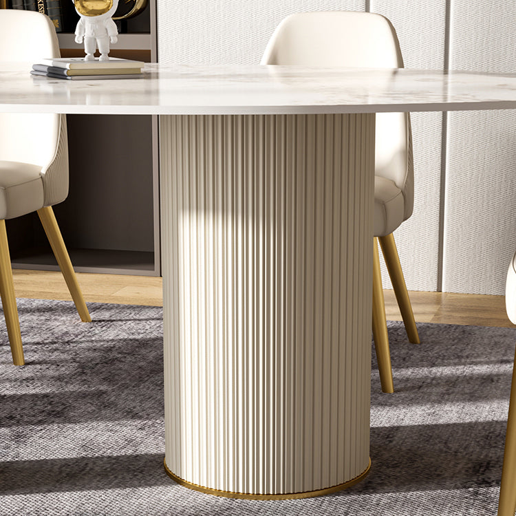 Metal Traditional Luxury Oval Indoor Table Sintered Stone Table with 3 Legs