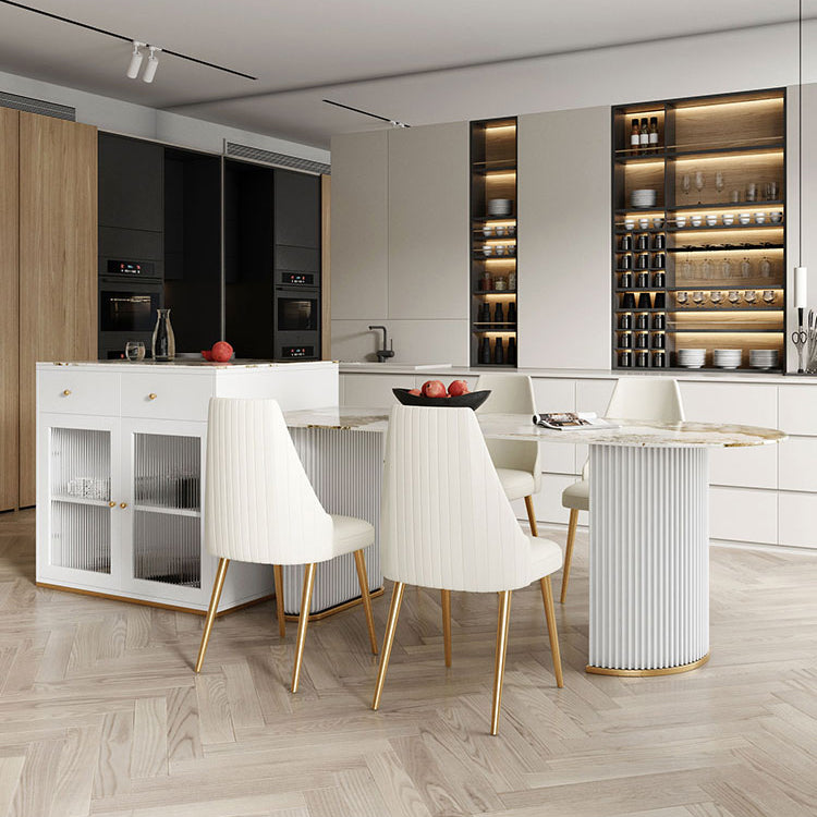 Free Form Sintered Stone Table for Restaurant Luxury Table with Double Pedestal