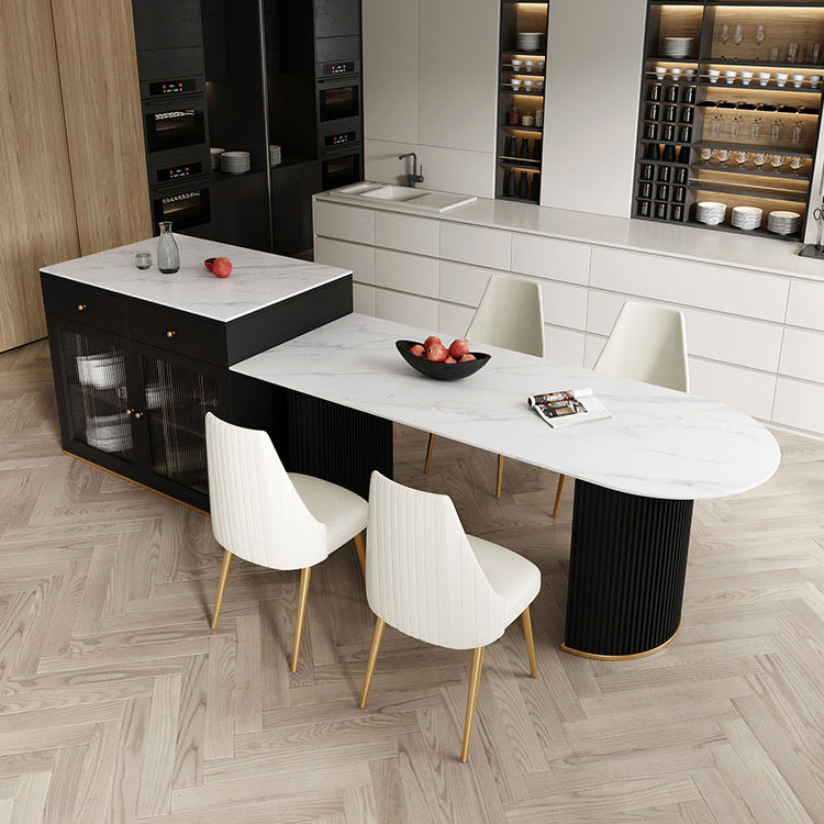 Free Form Sintered Stone Table for Restaurant Luxury Table with Double Pedestal