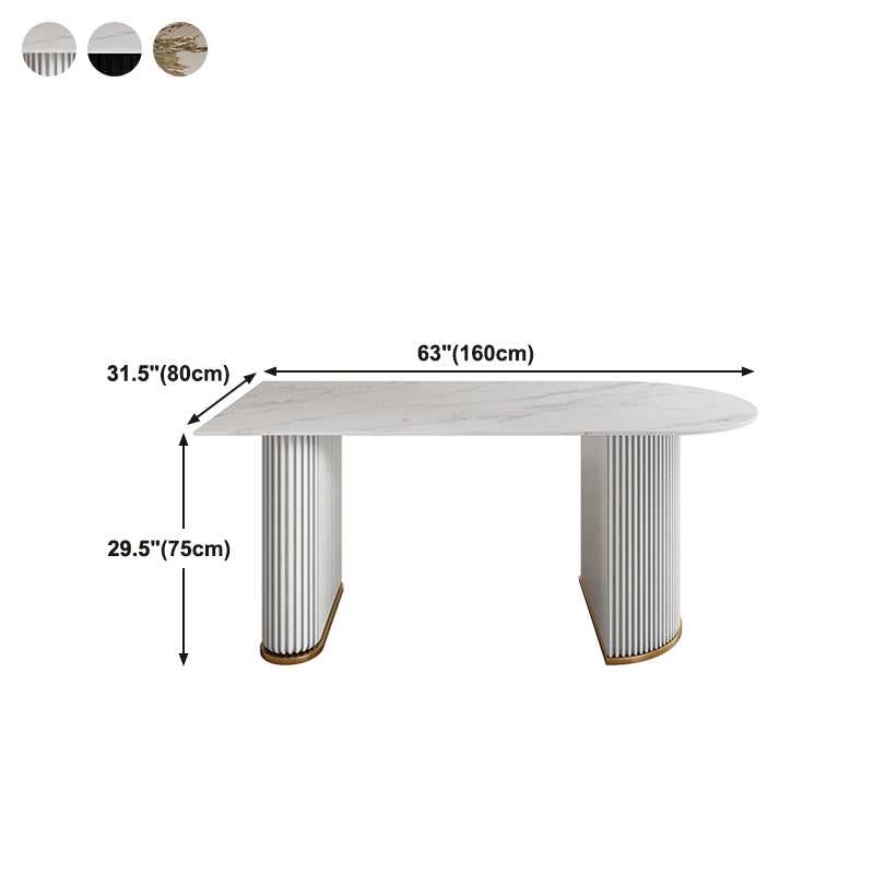 Free Form Sintered Stone Table for Restaurant Luxury Table with Double Pedestal