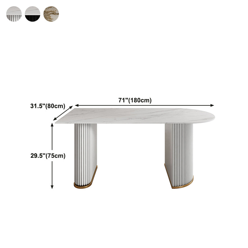 Free Form Sintered Stone Table for Restaurant Luxury Table with Double Pedestal
