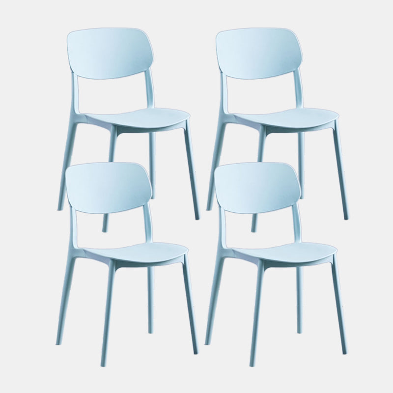 Scandinavian Plastic Dining Armless Chair Open Back Side Chairs for Home