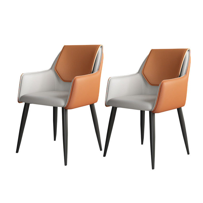 Modern Design Arm Solid Back Side Chairs Leather Dining Side Chair