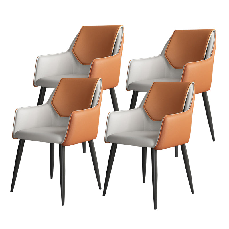 Modern Design Arm Solid Back Side Chairs Leather Dining Side Chair