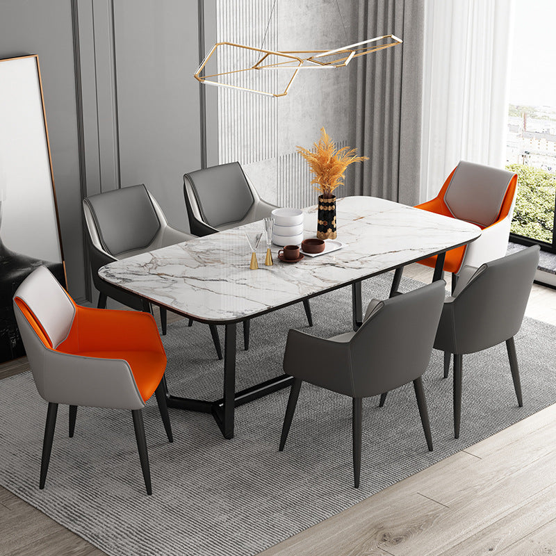 Modern Design Arm Solid Back Side Chairs Leather Dining Side Chair