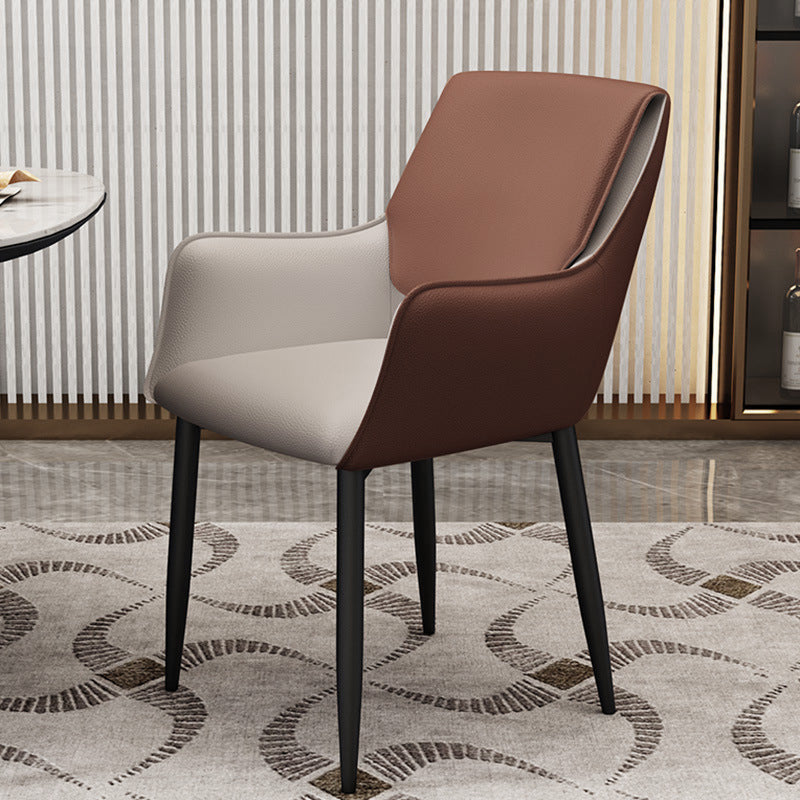 Modern Design Arm Solid Back Side Chairs Leather Dining Side Chair