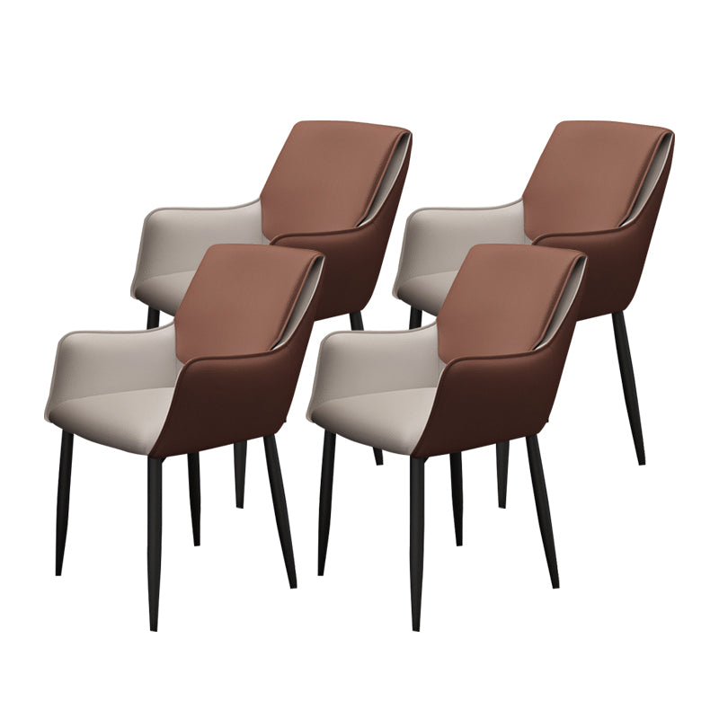 Modern Design Arm Solid Back Side Chairs Leather Dining Side Chair