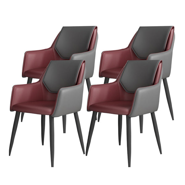 Modern Design Arm Solid Back Side Chairs Leather Dining Side Chair