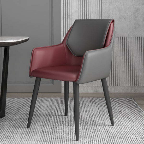Modern Design Arm Solid Back Side Chairs Leather Dining Side Chair