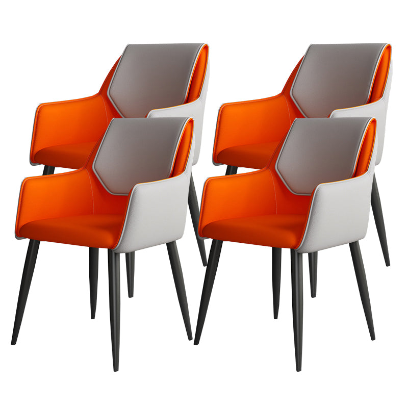 Modern Design Arm Solid Back Side Chairs Leather Dining Side Chair