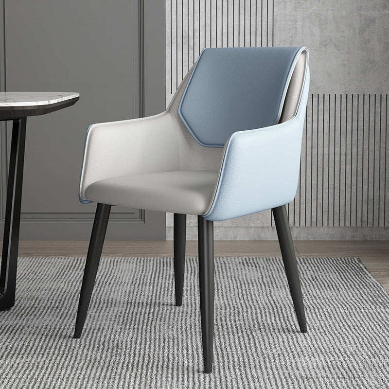 Modern Design Arm Solid Back Side Chairs Leather Dining Side Chair